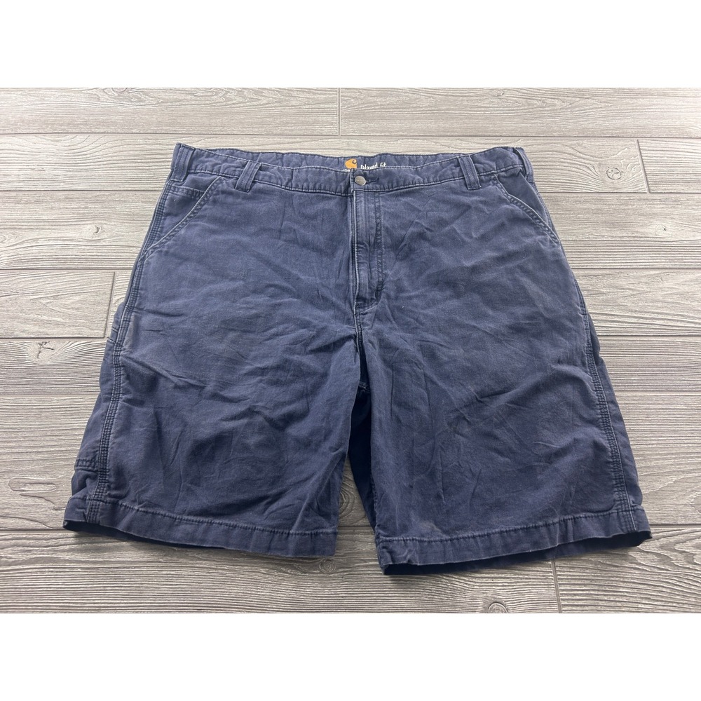 Carhartt Mens 42 Relaxed Fit Canvas Cargo Shorts Navy Blue 102514-412 Workwear